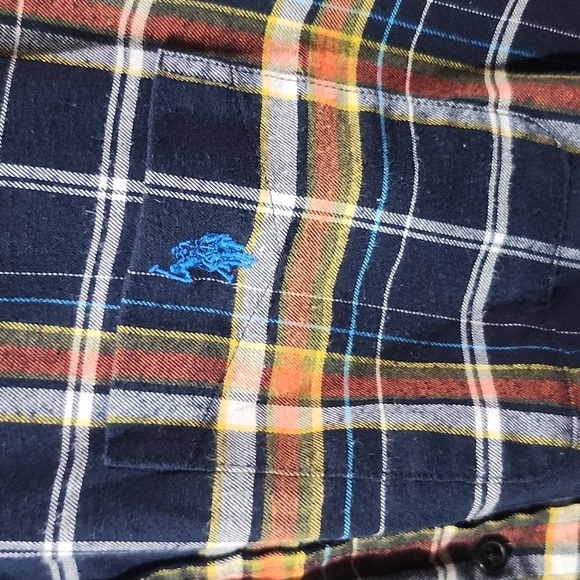 U.S. Polo Assn. Men's Plaid Thin Flannel Shirt -Navy and Orange Stretch Size 3XL - Picture 2 of 10